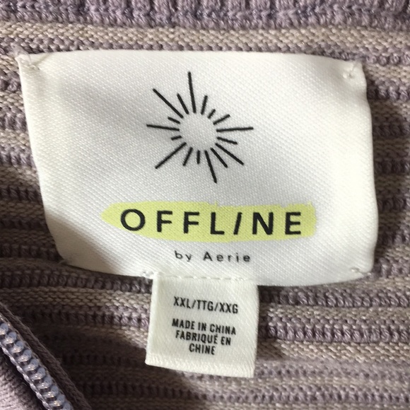 Offline By Aerie Purple Striped Quarter Zip Sweater Womens XXL Pullover - Picture 11 of 14